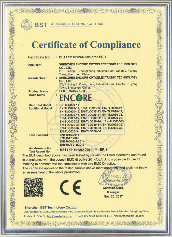 ENCORE OVEGA Series CE EMC and LVD Certification - European Union Safety Standard