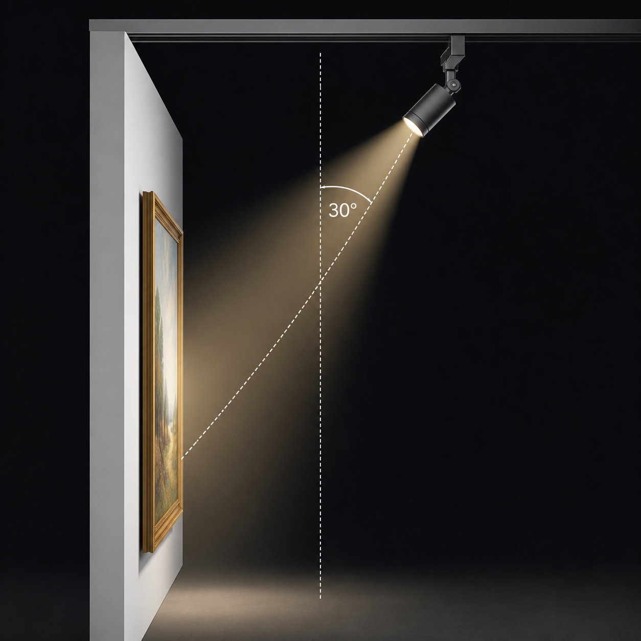 30 degree aiming rule diagram for gallery track lighting