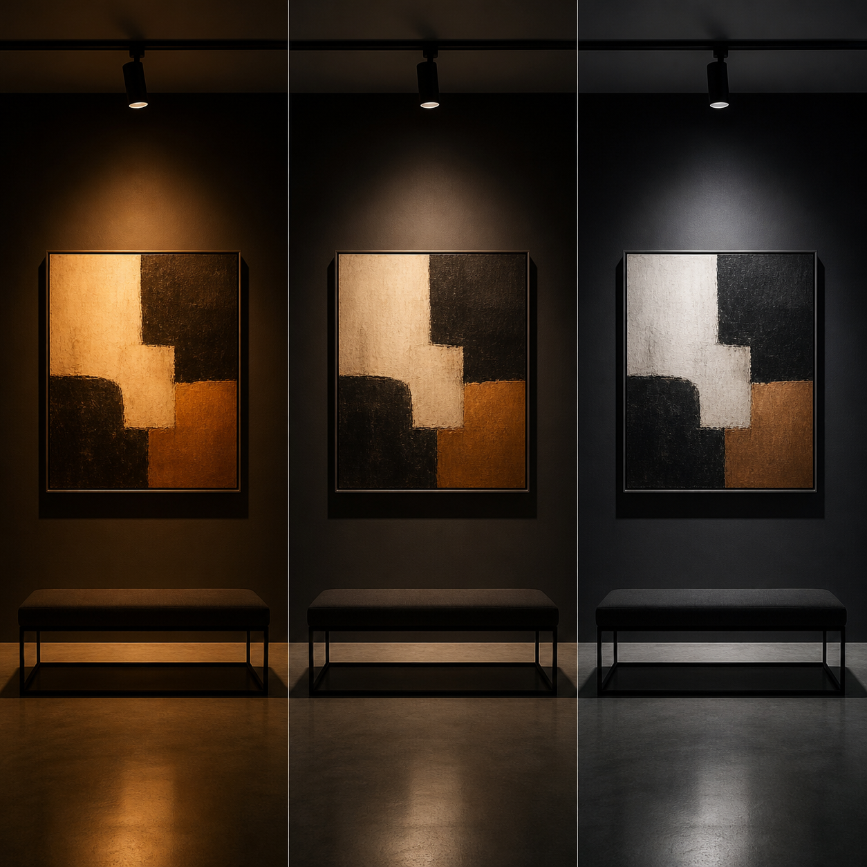 gallery lighting color temperature comparison 3000K