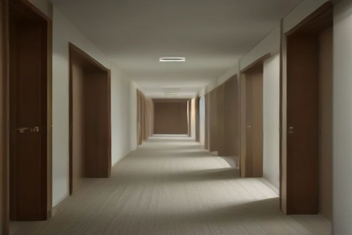 Hotel corridor with a continuous linear LED ceiling light running the full length for even, glare-free guest illumination